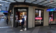 Signage at a Telstra retail branch in Sydney