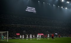 Fans light up the stands at San Siro as the words of Martin Luther King are shown on the big screen