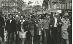 Joan Baez, Donovan and Vanessa Redgrave on a CND march in May 1965.