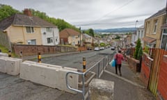 Concrete barriers on Waun-Wen Road in Swansea