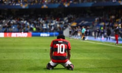 Flamengo v Al Hilal SFC : Semi Final - FIFA Club World Cup Morocco 2022<br>TANGER MED, MOROCCO - FEBRUARY 07: Gabriel Barbosa of Flamengo reacts during the FIFA Club World Cup Morocco 2022 Semi Final match between Flamengo v Al Hilal SFC at Stade Ibn-Batouta on February 07, 2023 in Tanger Med, Morocco. (Photo by Chris Brunskill/Fantasista/Getty Images)