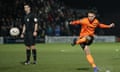 Dan Sparkes curls a free-kick into the top corner