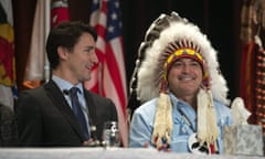 Canada’s prime minister Justin Trudeau and AFN national chief Perry Bellegarde talk before the beginning of the Assembly of First Nations Special Chiefs Assembly in Québec on Tuesday.