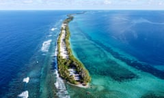 An aerial view of the southern end of Funafuti island in Tuvalu. The Pacific island holds an election on Friday that could decide whether it maintains ties with Taiwan or switches to China.