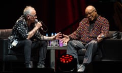 Nic Harcourt, left, interviews Quincy Jones at the O2 Arena.