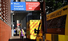 NHS Ambulances outside a hospital in London