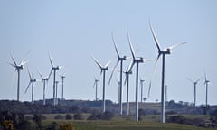 Power-generating windmill turbines are seen on 50km south of Goulburn