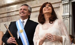 Alberto Fernandez Takes Office in Argentina<br>BUENOS AIRES, ARGENTINA - DECEMBER 10: Argentina President-elect Alberto Fernandez and Argentina Vice President-elect Cristina Fernandez pose during the presidential inauguration at National Congress on December 10, 2019 in Buenos Aires, Argentina. (Photo by Amilcar Orfali/Getty Images)