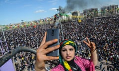 A woman takes a selfie  in Diyarbakir, Turkey.
