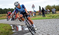 Lizzie Deignan rides to victory during the first edition of the women elite race of the Paris-Roubaix.