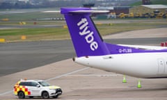 A Flybe plane on the tarmac at Birmingham Airport