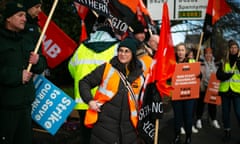 Ambulance workers at a picket line in Bishop Auckland in County Durham.