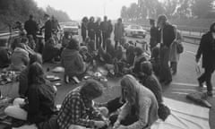 Picnicking on the motorway in November 1973