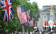 President Obama state visit to UK<br>Flags are place in The Mall in preparation for the state visit of US President Barack Obama. PRESS ASSOCIATION Photo. Picture date: Monday, May 23, 2011. See PA story . Picture credit should read: Ian Nicholson/PA Wire