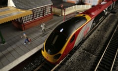 A Virgin Pendolino model train at the Hornby visitor centre