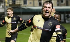 Marine forward Niall Cummins celebrates his goal against Havant & Waterlooville