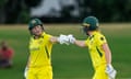 Australia’s player of the match, Alyssa Healy, celebrates her half century against Pakistan.