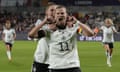 Germany's Alexandra Popp celebrates her late goal against Austria.