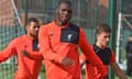 Liverpool Training Session<br>LIVERPOOL, ENGLAND - AUGUST 09: (THE SUN OUT, THE SUN ON SUNDAY OUT) Christian Benteke of Liverpool during a training session at Melwood Training Ground on August 9, 2016 in Liverpool, England. (Photo by John Powell/Liverpool FC via Getty Images)