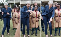 Theresa May breaking into dance (again) while in Nairobi.