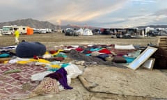 Muddy desert plain seen on 3 September after rains turned the Burning Man festival site into a mud pit. 