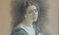 Detail from a portrait in pastels of Marie Nordlinger by Federico de Madrazo.