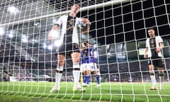 Robin Gosens reacts after Takuma Asano scores Japan’s third goal of the night in Wolfsburg.