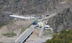 ARMENIA-AZERBAIJAN-KARABAKH-CONFLICT<br>A view shows an Azerbaijani checkpoint at the entry of the Lachin corridor, the Armenian-populated breakaway Nagorno-Karabakh region's only land link with Armenia, on August 30, 2023. (Photo by Karen MINASYAN / AFP) (Photo by KAREN MINASYAN/AFP via Getty Images)