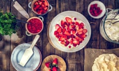 Delicious Berry Pavlova Cake with Strawberries and Raspberries<br>Delicious Berry Pavlova Cake with fresh strawberries, raspberries, mint leaves and whipped cream.