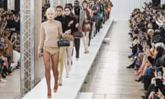 Emma Corrin leads the Miu Miu fall-winter 2023 runway at Paris fashion week. 