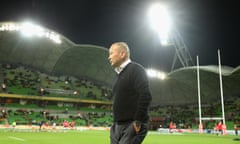 England's coach, Eddie Jones, walks pitchside during the second Test against Australia