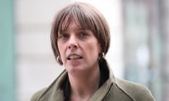 Jess Phillips in a pale olive-coloured coat