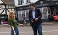 Green party town councillor Clare Weightman and Lib Dem parliamentary candidate Paul Follows chat outside Godalming town council