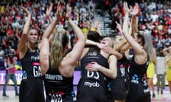 New Zealand players celebrate winning the Netball World Cup