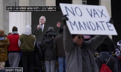 Robert F Kennedy Jr<br>Robert F. Kennedy Jr., is broadcast on a large screen as he speaks during an anti-vaccine rally in front of the Lincoln Memorial in Washington, Sunday, Jan. 23, 2022. (AP Photo/Patrick Semansky)