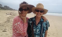 Di Lane and Deb Stumm at Tallow Beach, Byron Bay, in 2003