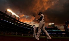 Yoenis Cespedes and Neil Walker of the New York Mets get ready to bat in the fourth inning against the Kansas City Royals at Citi Field, Queens, New York City.