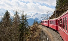 The train from Tirano in Italy to Saint Moritz in Switzerland