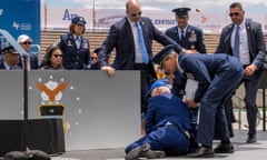 Joe Biden falls on stage in Colorado Springs, Colorado.