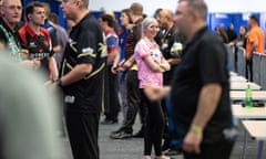 Fallon Sherrock amongst some of the 500 competitors at the Robin Park leisure centre in Wigan.