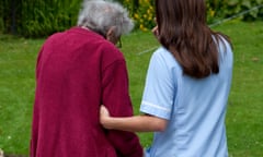 Stock. Elderly person with a nurse. Photograph: Graham Turner.