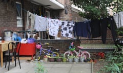 Council estate in south west London near Oval tube station. city, housing, flats, apartments, council housing, tower block, urban living, buildings, gstock, washing lines, drying laundry