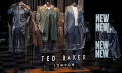 Clothing covered with plastic in a Ted Baker store in Liverpool during the Covid lockdown last year