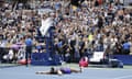 Bianca Andreescu of Canada reacts after defeating Serena William.