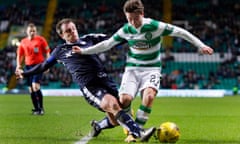 Patrick Roberts dribbles with the ball against Dundee