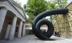 Swallowed Sun (Monstrance and Volute), 2019 by Martin Puryear outside the US pavilion in Venice.