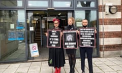 Three of the four activists outside Hendon magistrates court.