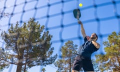 Net positive … a pickleball player in action.