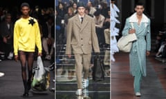 From left, the runways of JW Anderson, Prada and SS Daley.