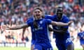 Cian Ashford celebrates a goal for Cardiff against Southampton with teammates.